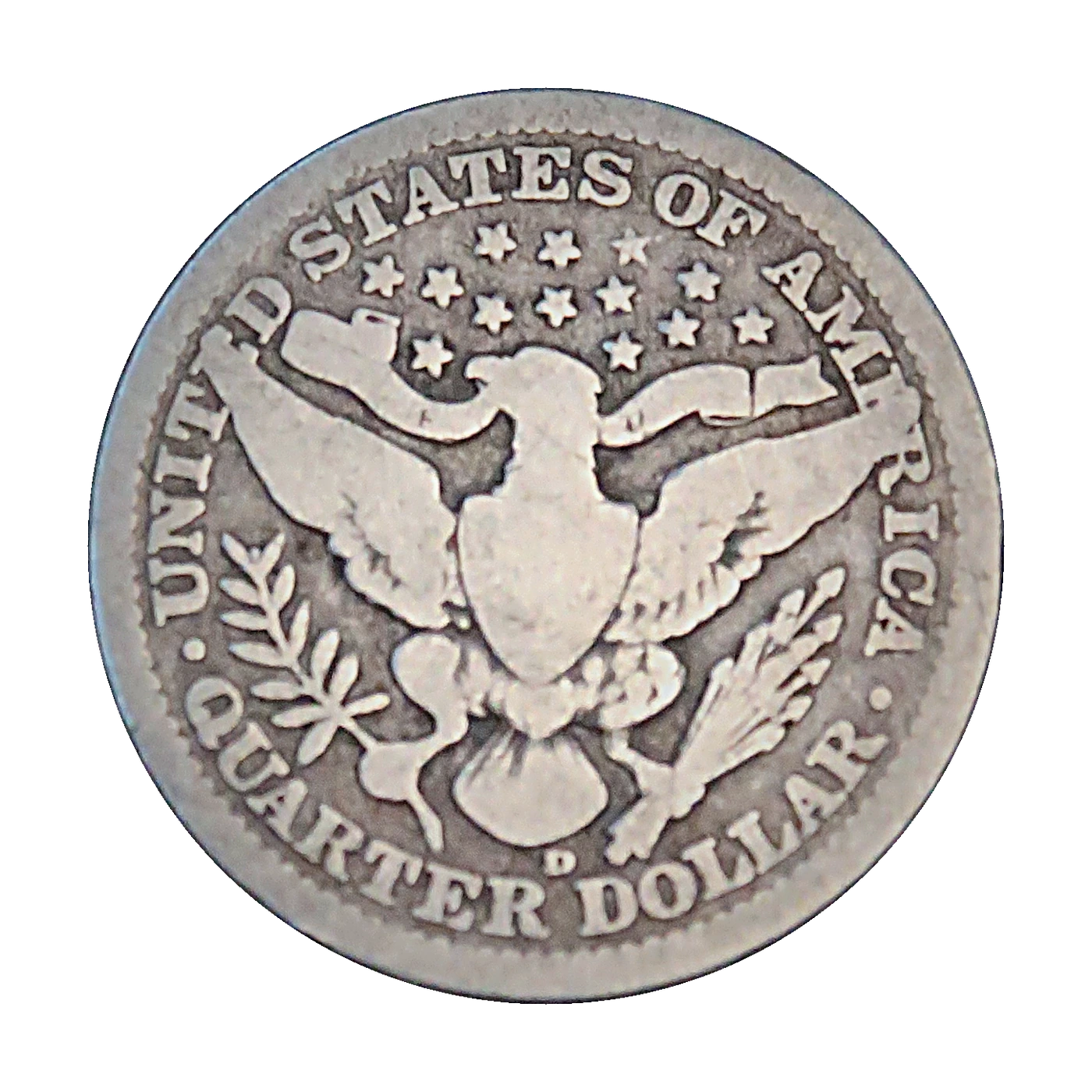 1916-D Barber Quarter (reverse)