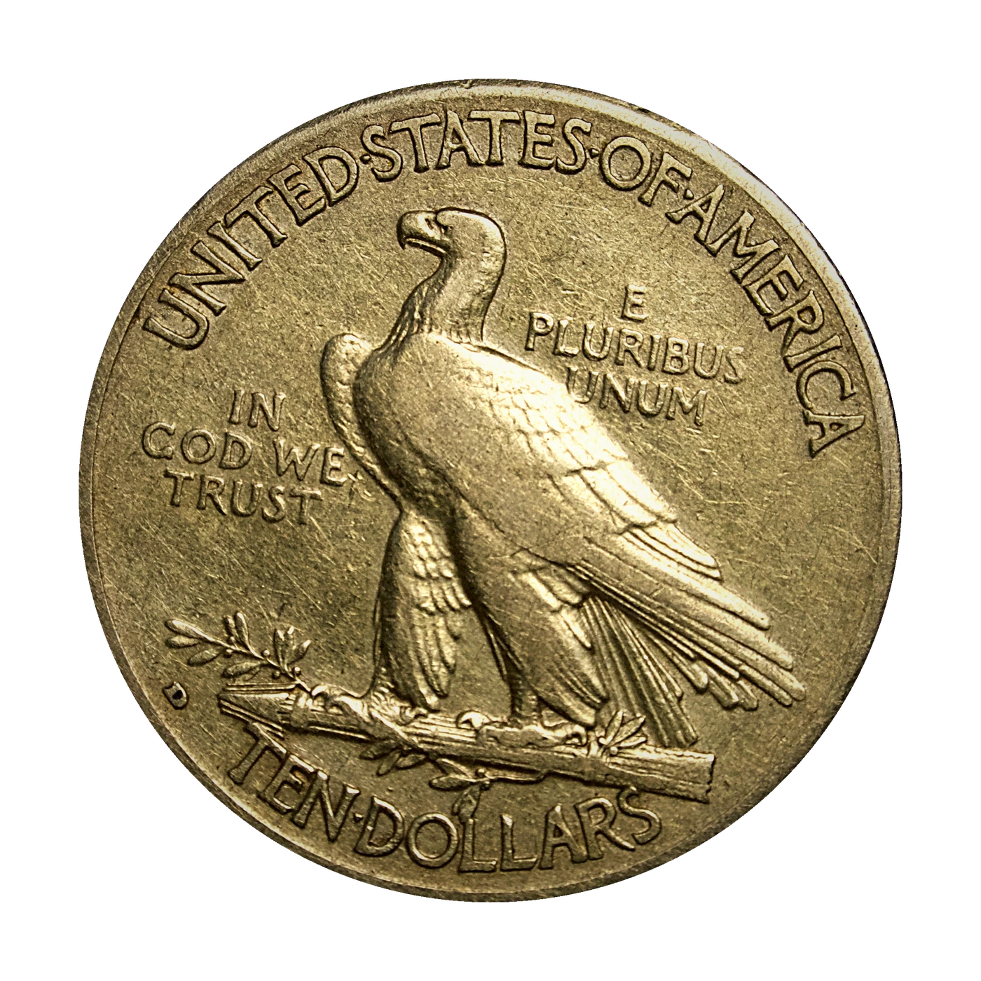 1910-D $10 Indian Head Eagle (reverse)