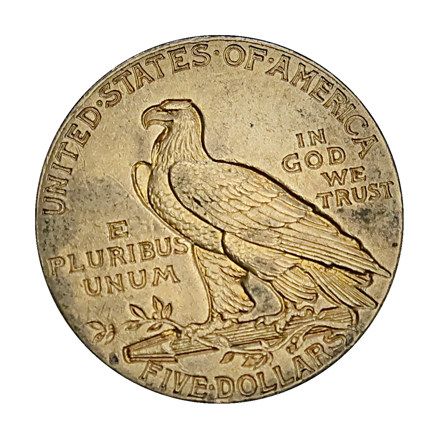 1916-S $5 Indian Head Half Eagle (reverse)